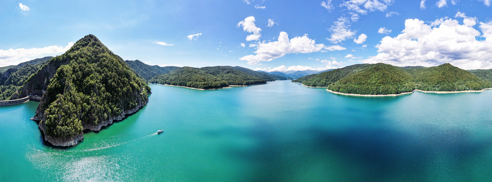 aerial drone panoramic view vidraru lake romania 1 1 1